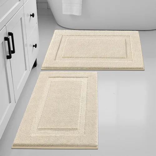 Miniatura 28 de SHACOS Juego de alfombras pequeñas de baño de 2 piezas con tapetes de baño en forma de U, tapetes de inodoro de 16x24 + 20x24 pulgadas, tapetes