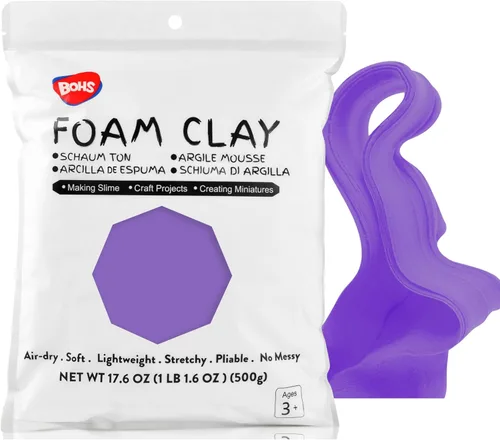 BOHS Arcilla de espuma violeta para modelar – 1.1 libras, esponjosa, suave, seca al aire – para espejo de flores, cosplay, hornear falso,