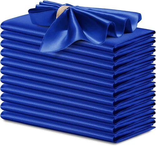 Miniatura 34 de P Pothuiny 12 servilletas de satén de color beige sedoso de 17 x 17 pulgadas, servilletas cuadradas lisas de tela de satén, servilletas de mesa