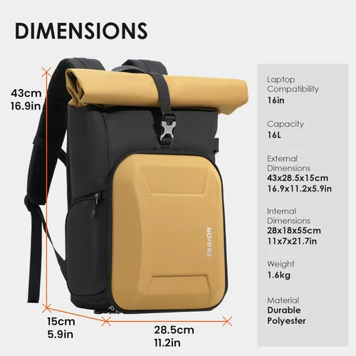 Miniatura 7 de Mochila Tarion de carcasa dura para cámara grande - Bolsa de cámara expandible para fotógrafos con compartimento para laptop de 16" y acceso lateral