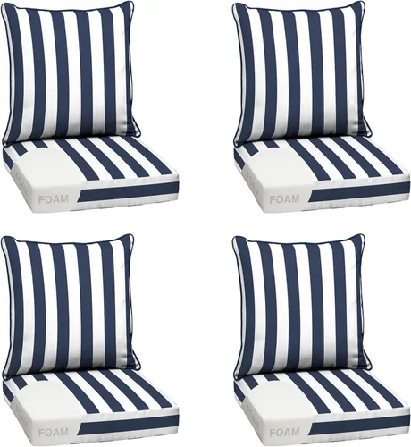 Miniatura 140 de Arden Outdoor Deep Seat Cushion Set, 24 x 24 pulgadas, Cojín para exteriores resistente al clima, a la lluvia y a la decoloración para silla, sofá