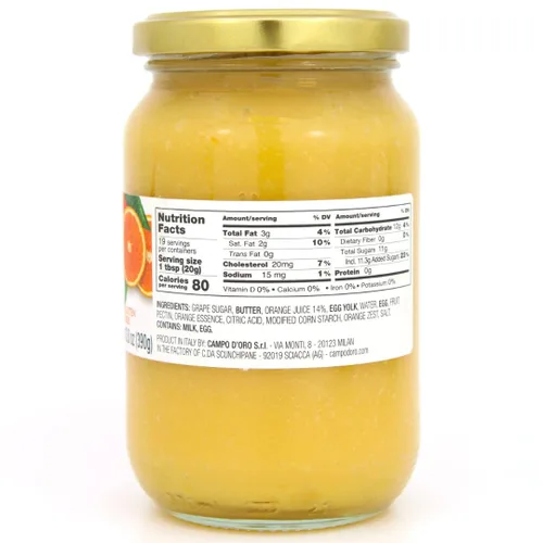 Miniatura 2 de CAMPO D'ORO - Cuajada de naranja siciliana, 13.8 oz (390 g), hecho con jugo de naranja fresco, huevos y mantequilla, producto de Italia, 100%