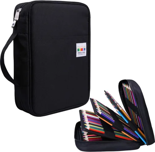 JAKAGO Estuche organizador de lápices de colores con 220 ranuras de gran capacidad, porta bolígrafos para artistas y pintores, bolsa con zipper para