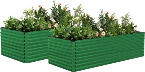 Miniatura 49 de NAVINE Cama de jardín elevada de 8 x 4 x 2 pies, macetas elevadas de metal grande, macetas para plantas al aire libre para verduras, flores