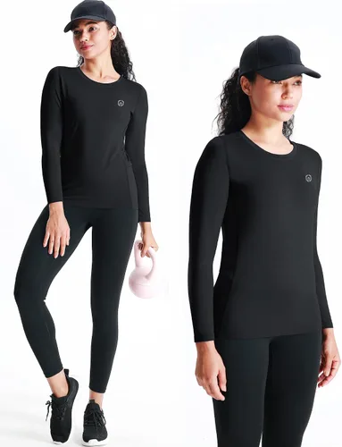 Miniatura 27 de NELEUS - Camisa deportiva de compresión atlética, de manga larga, para mujer, dry fit, paquete de 3