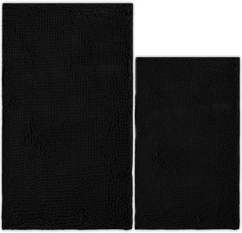 Miniatura 46 de Juego de 2 tapetes de baño de chenilla, superabsorbentes, con fuerte respaldo antideslizante de PVC, tapetes de baño para baño, peludos
