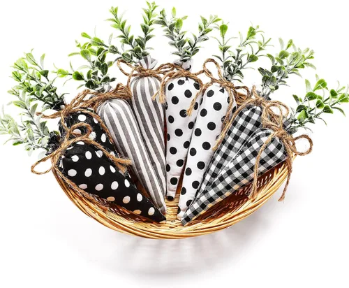 Miniatura 10 de Skylety Decoraciones de zanahoria de Pascua, paquete de 8 unidades, zanahorias artificiales de tela, no tejidas para rellenos de cestas de Pascua