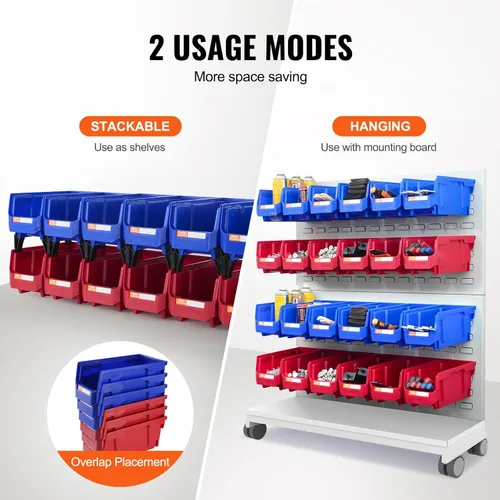 Miniatura 3 de VEVOR Contenedores de almacenamiento apilables de plástico, paquete de 12 unidades (11 x 5 x 5 pulgadas), contenedores organizadores