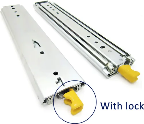 Miniatura 6 de Diapositivas de cajón para equipos industriales pesados, de 2.992 in de ancho, con cerradura, rodamientos de bolas, extensión completa, capacidad