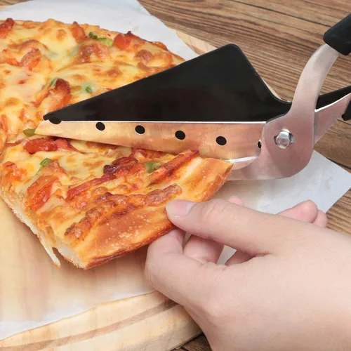 Miniatura 5 de Asdirne Tijeras para pizza, cortador de pizza, hoja desmontable ultra afilada con bandeja, agarre ergonómico de TPR suave, 10.3 pulgadas, negro
