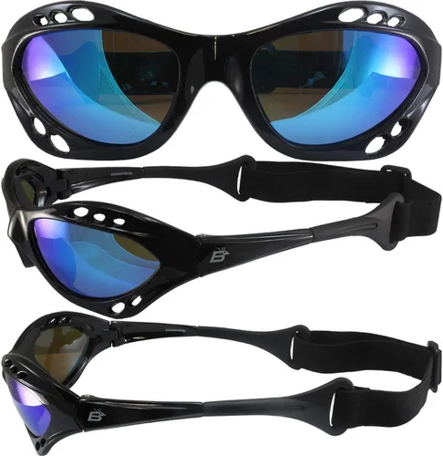 Miniatura 3 de Birdz Gafas de sol Seahawk polarizadas para moto acuática, gafas deportivas de kite-boarding, surf, kayak, 2 pares de marcos negros y plateados