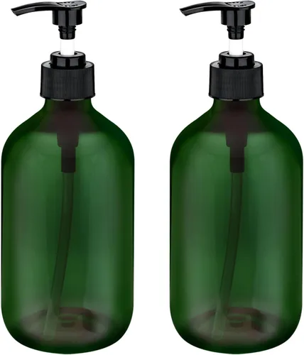 Paquete de 2 Dispensadores de Botellas con Bomba de 16.9 OZ 500ml, Dispensadores de Bomba para Encimera de Baño, Recipientes de Plástico Rellenables
