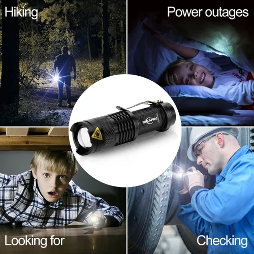 Miniatura 7 de Mini Cree Q5 - Linterna LED, 300 lúmenes, 3 velocidades (luz, luz baja, luz estroboscópica), foco ajustable, luz ampliable, DZ256, 3.00watts 5