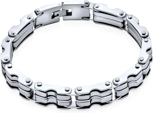 Miniatura 2 de Heavy Mechanic Link - Pulsera de cadena de bicicleta para hombre y adolescente, tono plateado, acero inoxidable, 8 9 pulgadas