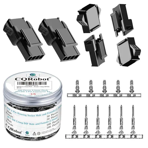 Miniatura 52 de CQRobot JST EL 4.5 mm de paso 2 pines conector electrónico IC macho, enchufes hembra carcasa y kit de terminales de crimpado en T macho/hembra. 50
