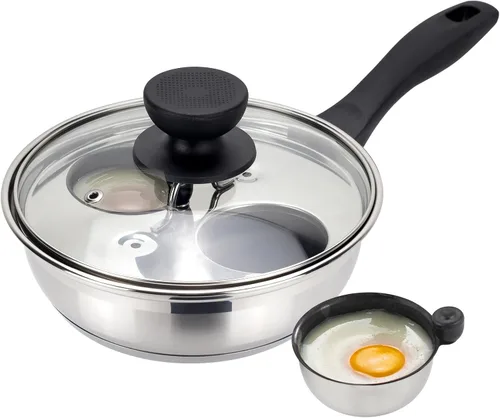 Miniatura 8 de MARSKITOP Sartén antiadherente para 4 huevos, olla para huevos escalfados de acero inoxidable, sartén escalfada sin PFOA, máquina de huevos
