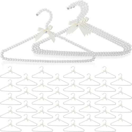 Miniatura 11 de Threan 20 piezas de 16 pulgadas de perlas con cuentas de ropa con lazo de lazo de metal elegante ropa estándar para mujer, novia, vestido de boda