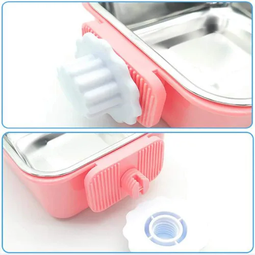 Miniatura 4 de Love Dream Cuencos colgantes para perros y gatos, comedero de agua para alimentos y alimentos con cuencos extraíbles de acero inoxidable y soporte