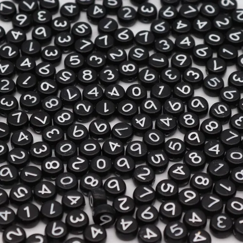 Miniatura 2 de Cuentas de números de acrílico para hacer joyas, pulseras numeradas, dijes de 0.16 x 0.27 pulgadas (0.157 x 0.276 in), monedas de disco redondas