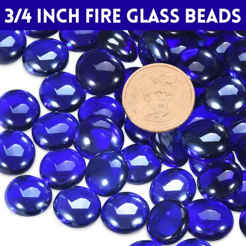 Miniatura 2 de Vidrio para Hoguera, Rocas de Hoguera Azul Cobalto para Fogata de Propano, Chimenea y Decoración Exterior, Cuentas de Vidrio para Fuego Redondas