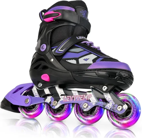 Miniatura 9 de Patines en línea ajustables para niños y adultos, patines al aire libre para principiantes con todas las ruedas iluminadas para niñas, niños, Blanco