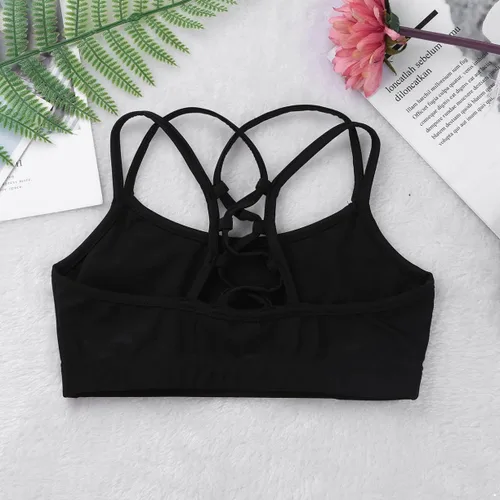 Miniatura 4 de Sujetador de espalda cruzada para niñas grandes, camiseta corta sin mangas para ballet danza, entrenamiento, deportes, yoga