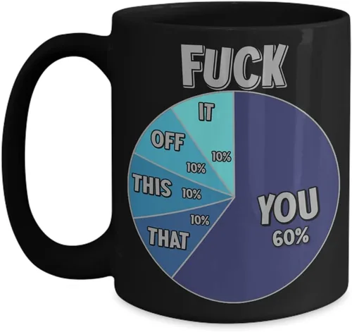 Miniatura 4 de Fuck You It Off This That Hilarous Pie Chart Taza divertida para hombres, 11 o 15 onzas, taza de café de cerámica sarcástica blanca o negra, Blanco