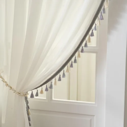 VisionaryHomeDesign Sheer White Curtains, Pinch Pleat Sheer Drapes, Light Filtering, Tassel Sheer Curtains for Living Room Bedroom(45W x 108L,Gray