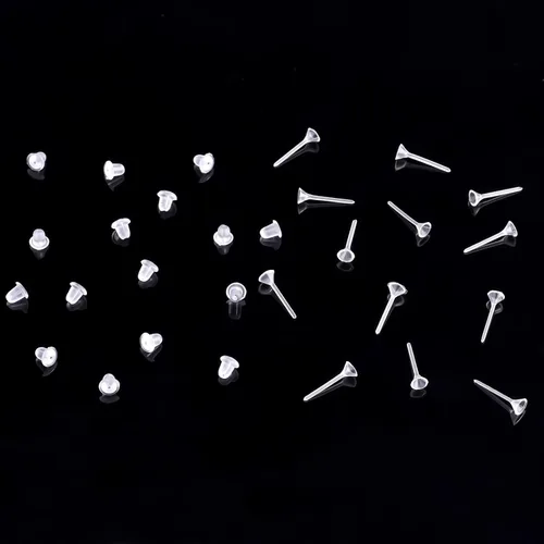 Miniatura 3 de KINBOM 100 pares de aretes de plástico transparente, protectores de aretes, aretes de plástico invisibles, aretes de plástico transparente, aretes