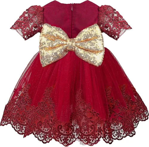 Miniatura 6 de Lilax Conjunto de 4 piezas de vestido de fiesta de boda de princesa de encaje recién nacido para bebé niña