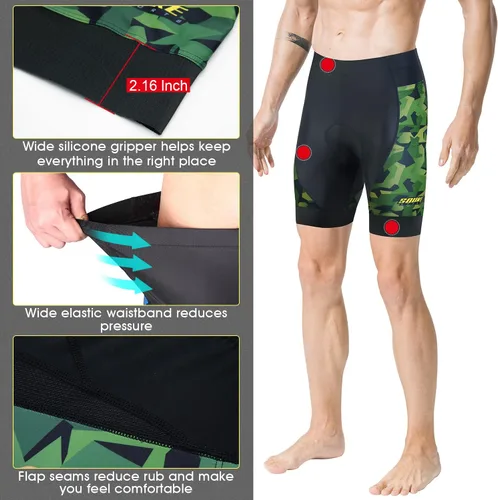 Miniatura 17 de Souke Sports Pantalones cortos de ciclismo acolchados para hombre, cómodos pantalones de ciclismo de carretera