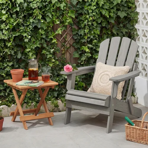 Miniatura 9 de Silla Adirondack plegable, de madera maciza, sillas para hogueras para todo tipo de clima, con respaldo premontado y tabla de asiento para terraza