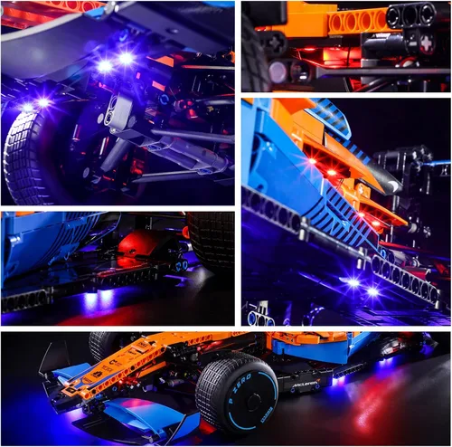 Miniatura 4 de YEABRICKS Kit de luces LED para Lego – Technic McLaren Formula 1 modelo de bloques de construcción de autos de carreras, juego de luces LED