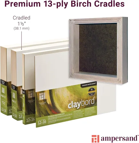 Miniatura 5 de Panel de pintura en madera Ampersand Art Supply: Serie Museo Claybord, 40,6 cm x 50,8 cm, perfil acunado de 3,8 cm Perfil con cuna de 1-1/2