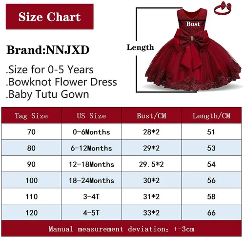 Miniatura 7 de NNJXD - Vestido de princesa de tul con flores, para usar en bodas, para niñas pequeñas y bebés