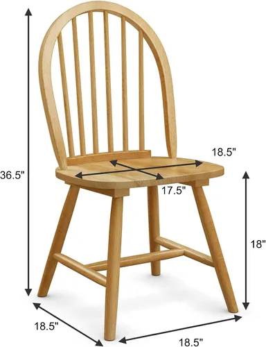 Miniatura 3 de POWERSTONE Juego de 2 sillas de comedor, sillas Windsor de madera con respaldo de husillo, silla de comedor de granja, silla de cocina, silla