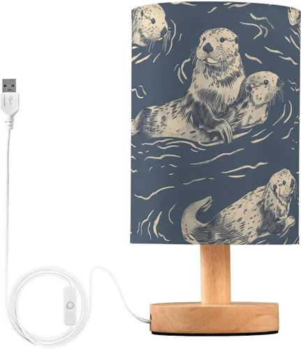Miniatura 14 de Bedside Table Lamp Cute Highland Cow Animal Nightstand Lamp with Wood Desk Lamps for Bedroom Living Room Nursery Office Home Decor