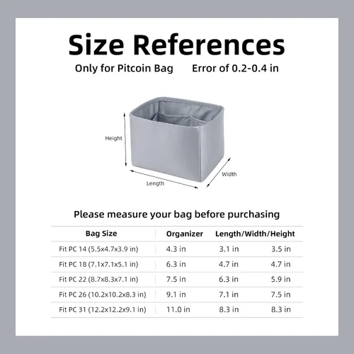 Miniatura 7 de DGAZ Organizador de bolso, sedoso y suave, se adapta a bolsas de picotina 1822, seda, bolso de lujo en moldeadores de bolsa (Bleu Pale, PC22)