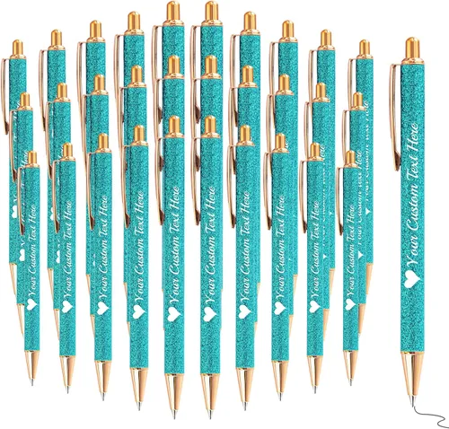 Miniatura 69 de Bolígrafos con purpurina personalizados con nombre, bolígrafos bonitos y bonitos personalizados, bolígrafos retráctiles de tinta negra, suministros