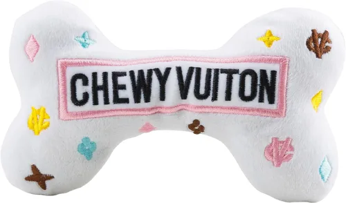 Miniatura 36 de Haute Diggity Dog Black Checker Chewy Vuiton Bone, Juguetes de Peluche de Diseñador para Perros con Chirriador Interactivo, Estimulante Hueso