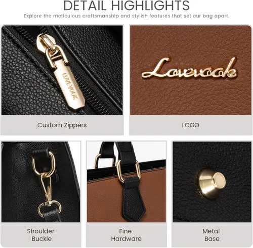 Miniatura 6 de LOVEVOOK Monederos y bolsos para mujer, bolso de hombro, bolso negro y asa superior de piel sintética para damas
