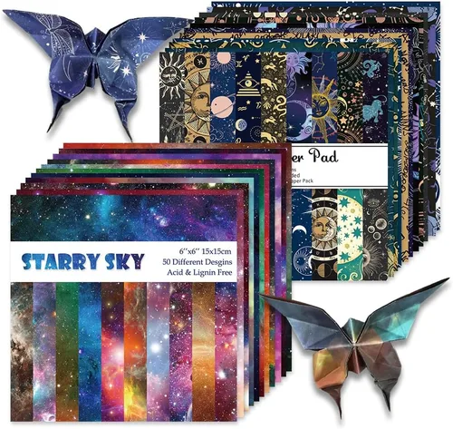 Kit de papel de origami, 100 hojas de 2.47 oz/m², 6 pulgadas, cuadrados, de doble cara, 100 colores sólidos vívidos para manualidades a mano, papel