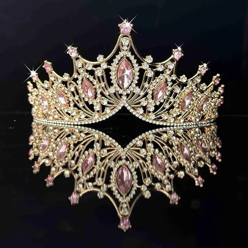 Miniatura 9 de Kamirola Corona de Reina Barroca, Corona Nupcial de Boda con Diamantes de Imitación y Tiaras Diadema de Cristal Para Cumpleaños Baile de Graduación
