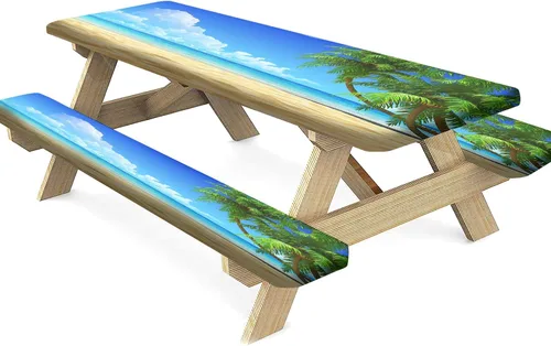 Miniatura 36 de Mantel ajustable para mesa y banco de pícnic de Halloween, diseño de fantasma, impermeable, 28 x 72 pulgadas, juego de 3 piezas, mantel ajustable al