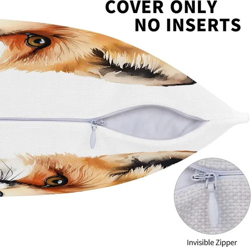 Miniatura 4 de Bay Fox - Fundas de almohada de 18 x 18 pulgadas, fundas de almohada cuadradas de lino de zorro de acuarela para sofá, dormitorio, sala de estar