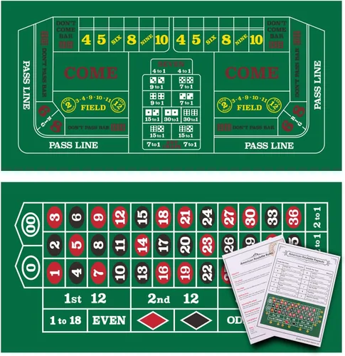 GSE Games & Sports Expert 36" x 72" Double-Sided Casino Layout Felt, Las Vegas Style Tabletop Mat for Parties, Home Entertainment, Poker Game Night