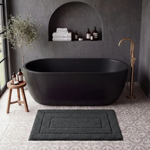 Miniatura 101 de GRANNY SAYS Juego de 2 alfombras de baño de microfibra súper suave y absorbente para baño, antideslizantes, lavables, juego de alfombras de baño Gris