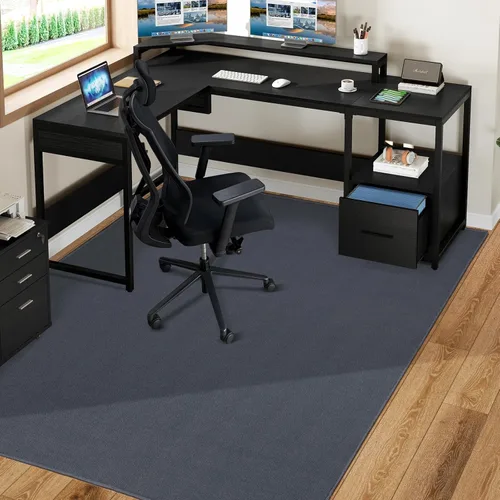 Tapete para silla para suelos duros, tapete grande de 63 x 51 pulgadas para sillas para suelos de madera dura, alfombra de escritorio de tela para