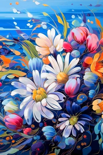 Miniatura 10 de Compr Kit de pintura de diamantes de flores en jarrón con fondo azul, arte de diamantes de flores para adultos, para decoración de pared del hogar