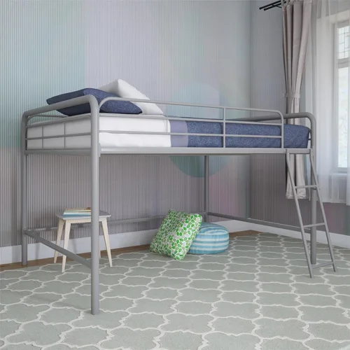 DHP Jett Junior Cama de Metal Completa para Desván, Plateada